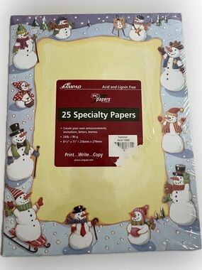 💥 New Vintage Snowman Letterhead Specialty Papers Winter Craft 25 Pack